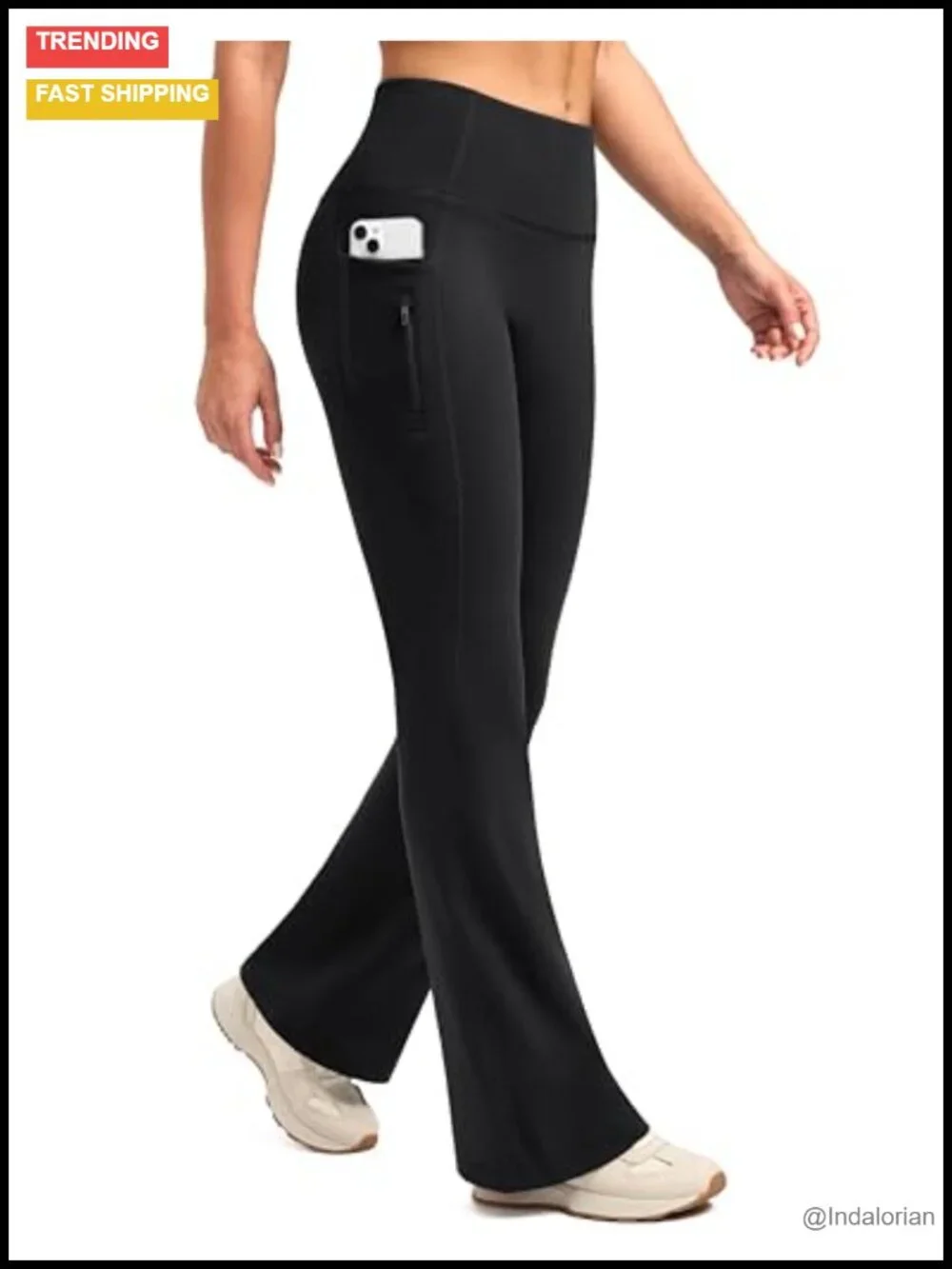 Women's Fleece Lined High Waisted Flare Leggings with Pockets Bootcut Yoga